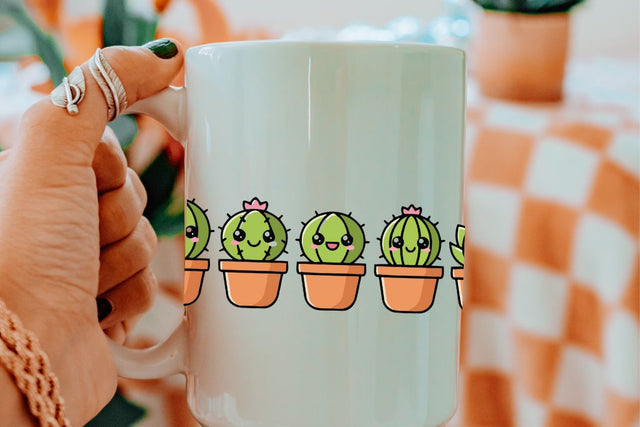 Kawaii Bubble Cactus SVG Bundle | Cute Round Cactus Set | Smiley Plant Cut File | Cricut Silhouette Ready SVG So Fontsy VIP Design Shop 