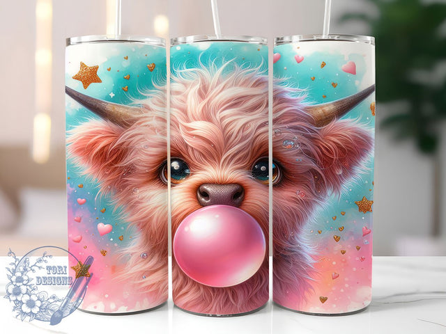 Kawaii Bubblegum Cow Tumbler, Kawaii Cow Tumbler, Cute Cow Wrap, Playful Cow Wrap, Stylish 20oz Wrap, Sublimation Design, Trendy Gift Idea Sublimation ToriDesigns 