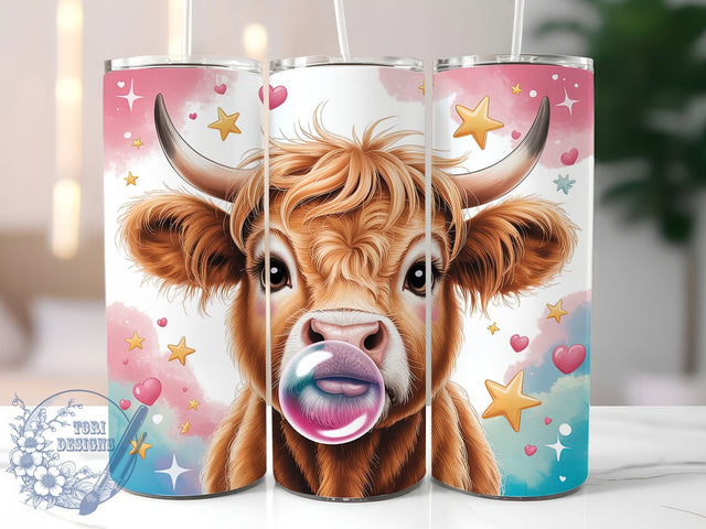 Kawaii Bubblegum Cow Tumbler, Kawaii Cow Tumbler, Cute Cow Wrap, Playful Cow Wrap, Stylish 20oz Wrap, Sublimation Design, Trendy Gift Idea Sublimation ToriDesigns 