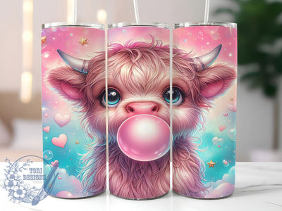 Kawaii Bubblegum Cow Tumbler, Kawaii Cow Tumbler, Cute Cow Wrap, Playful Cow Wrap, Stylish 20oz Wrap, Sublimation Design, Trendy Gift Idea Sublimation ToriDesigns 