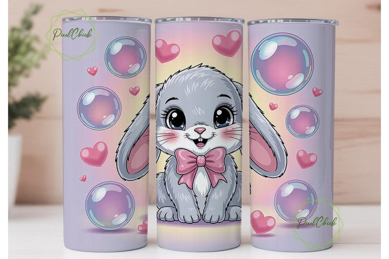 Kawaii Bunny 20oz Tumbler Wrap Sublimation PixelChick 