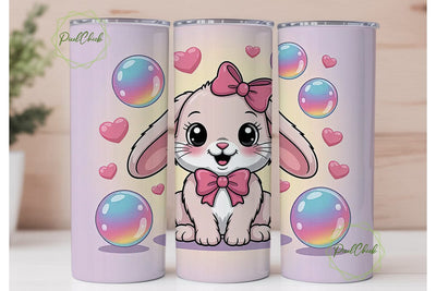 Kawaii Bunny 20oz Tumbler Wrap Sublimation PixelChick 