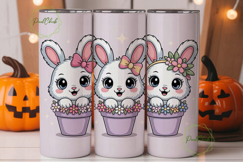 Kawaii Bunny Tumbler Wrap PNG Sublimation PixelChick 