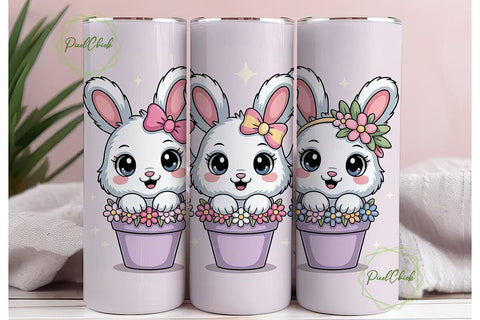 Kawaii Bunny Tumbler Wrap PNG Sublimation PixelChick 