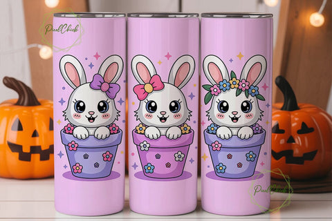 Kawaii Bunny Tumbler Wrap PNG Sublimation PixelChick 