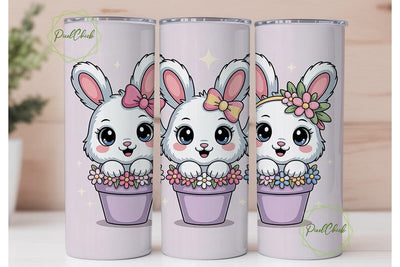 Kawaii Bunny Tumbler Wrap PNG Sublimation PixelChick 