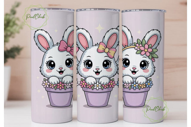 Kawaii Bunny Tumbler Wrap PNG Sublimation PixelChick 