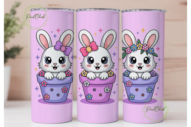 Kawaii Bunny Tumbler Wrap PNG Sublimation PixelChick 