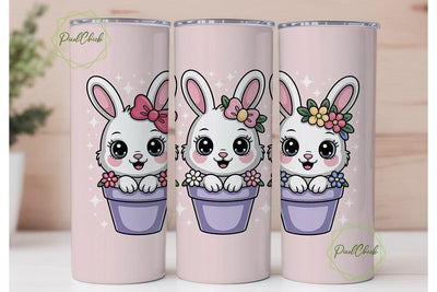 Kawaii Bunny Tumbler Wrap PNG Sublimation PixelChick 