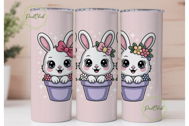 Kawaii Bunny Tumbler Wrap PNG Sublimation PixelChick 