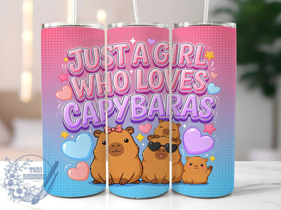 Kawaii Capybara Cute Lover 20oz Tumbler, Capybara Lover, Cute Sticker, Animal Illustration, Girly Design, Skinny Tumbler, Sublimation PNG Sublimation ToriDesigns 