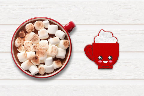 Kawaii Cartoon Hot Cocoa ITH Feltie Applique Embroidery Embroidery/Applique DESIGNS Designed by Geeks 