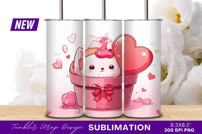 Kawaii Cat In Tumbler Valentines Day Design Sublimation Regulrcrative 