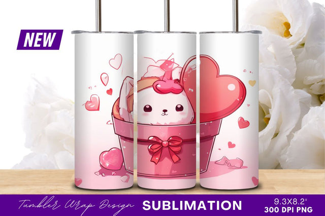 Kawaii Cat In Tumbler Valentines Day Design Sublimation Regulrcrative 