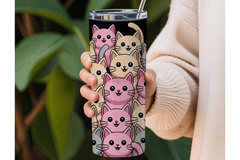 Kawaii Cats 20oz Tumbler Wrap Sublimation DesignSVG 