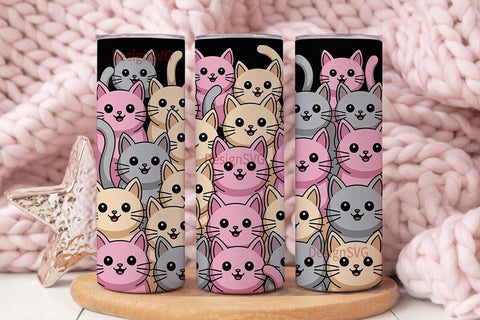 Kawaii Cats 20oz Tumbler Wrap Sublimation DesignSVG 