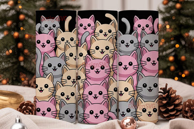 Kawaii Cats 20oz Tumbler Wrap Sublimation DesignSVG 