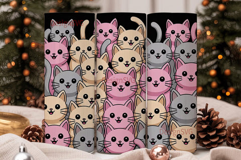 Kawaii Cats 20oz Tumbler Wrap Sublimation DesignSVG 