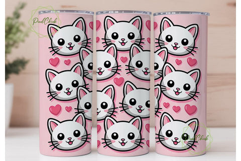 Kawaii Cats 20oz Tumbler Wrap Sublimation PixelChick 