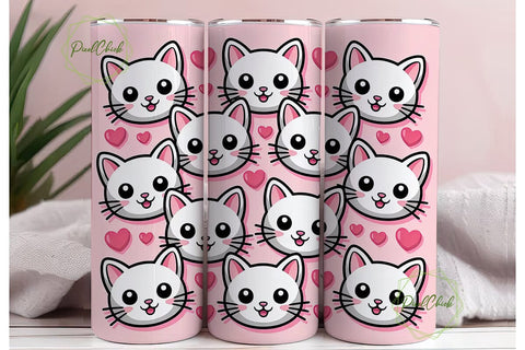 Kawaii Cats 20oz Tumbler Wrap Sublimation PixelChick 