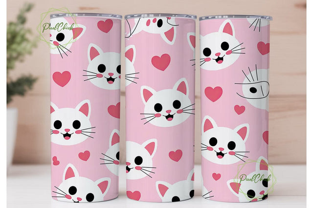 Kawaii Cats 20oz Tumbler Wrap Sublimation PixelChick 