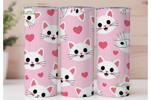 Kawaii Cats 20oz Tumbler Wrap Sublimation PixelChick 