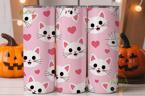 Kawaii Cats 20oz Tumbler Wrap Sublimation PixelChick 