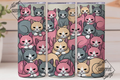 Kawaii Cats 20oz Tumbler Wrap Sublimation sassyprint 