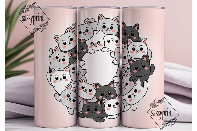 Kawaii Cats 20oz Tumbler Wrap Sublimation sassyprint 