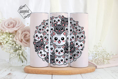 Kawaii Cats 20oz Tumbler Wrap Sublimation sassyprint 