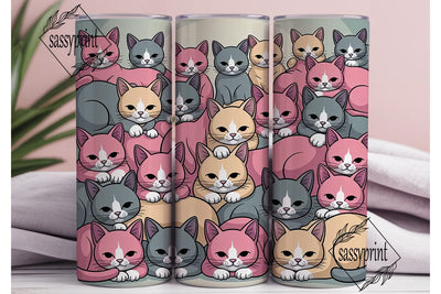 Kawaii Cats 20oz Tumbler Wrap Sublimation sassyprint 