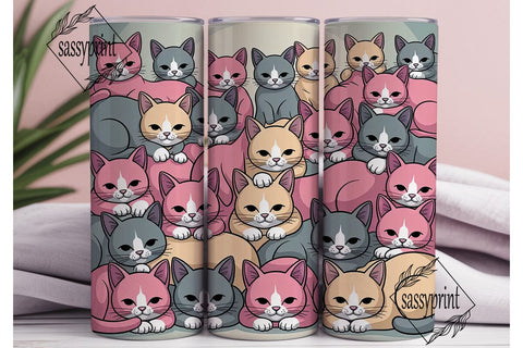 Kawaii Cats 20oz Tumbler Wrap Sublimation sassyprint 