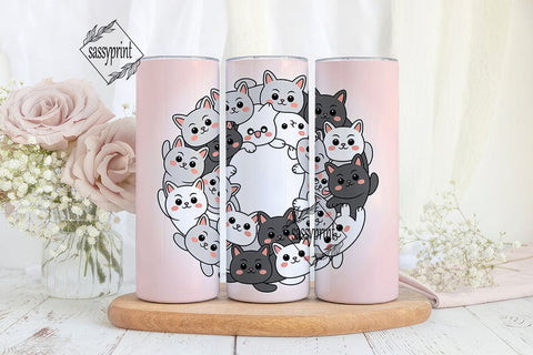 Kawaii Cats 20oz Tumbler Wrap Sublimation sassyprint 