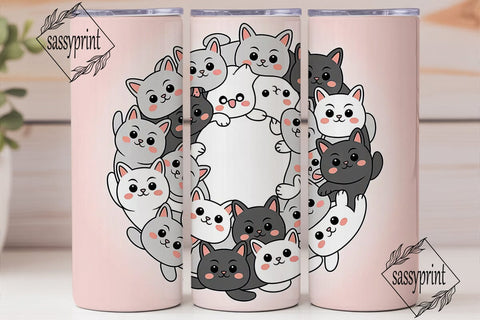 Kawaii Cats 20oz Tumbler Wrap Sublimation sassyprint 