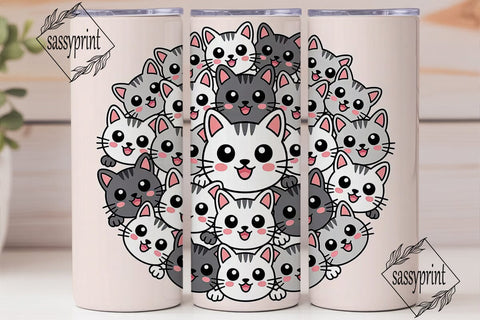 Kawaii Cats 20oz Tumbler Wrap Sublimation sassyprint 