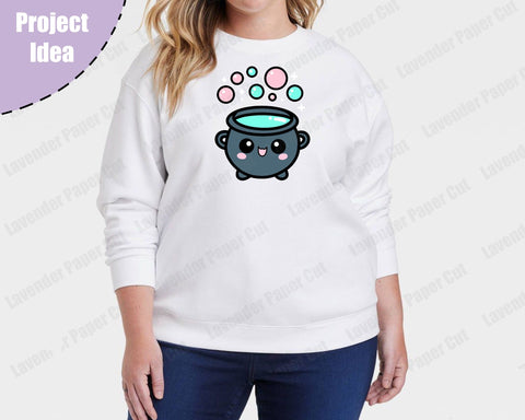 Kawaii Cauldron Layered SVG, Witchy SVG, Halloween SVG, Bubbling Cauldron, Cut files for Cricut and Silhouette SVG Lavender Paper Cut 