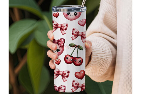 Kawaii Cherry 20oz Tumbler Wrap Sublimation DesignSVG 