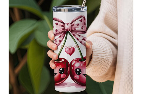 Kawaii Cherry 20oz Tumbler Wrap Sublimation DesignSVG 