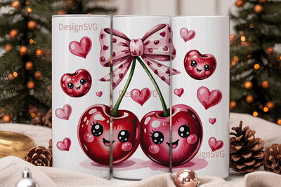 Kawaii Cherry 20oz Tumbler Wrap Sublimation DesignSVG 