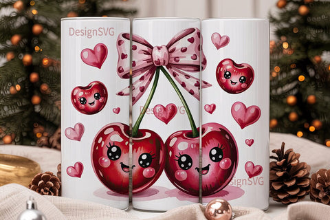 Kawaii Cherry 20oz Tumbler Wrap Sublimation DesignSVG 