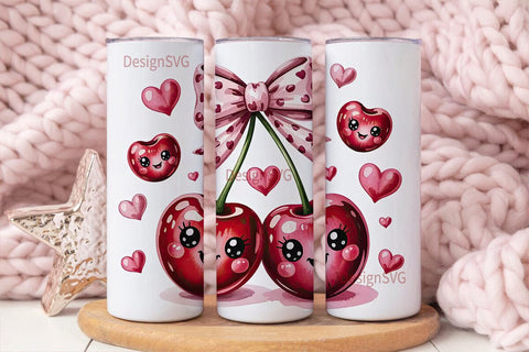 Kawaii Cherry 20oz Tumbler Wrap Sublimation DesignSVG 
