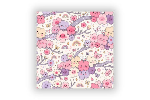 Kawaii Cherry Blossom Digital Paper, Seamless Watercolor Floral Pattern, Pack Printable Scrapbook Paper, Japanese Cute Design Bundle Digital Pattern FloridPrintables 