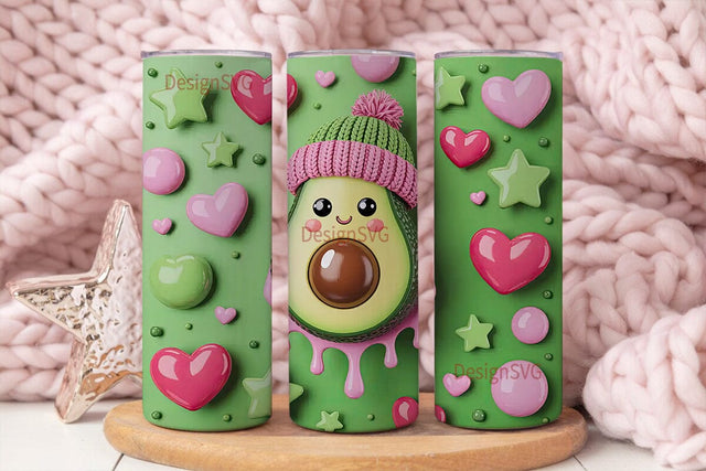 Kawaii Christmas Avocado 20oz Tumbler Sublimation DesignSVG 