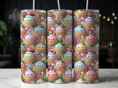 Kawaii Christmas Baozi 20oz Tumbler, Kawaii Baozi, Christmas Baozi, Baozi Tumbler, Kawaii Christmas, Kawaii Baozi PNG, Baozi Tumbler PNG, 20oz Tumbler Wrap Sublimation SvggirlplusArt 