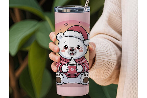 Kawaii Christmas Bear 20oz Tumbler Wrap Sublimation DesignSVG 