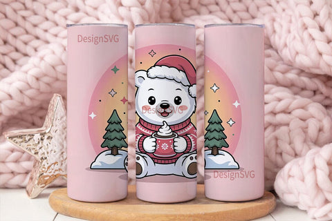 Kawaii Christmas Bear 20oz Tumbler Wrap Sublimation DesignSVG 
