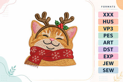 Kawaii Christmas Cat Embroidery Designs For Machine Embroidery/Applique DESIGNS sg embroidery 