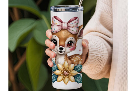 Kawaii Christmas Deer 20oz Tumbler Wrap Sublimation DesignSVG 