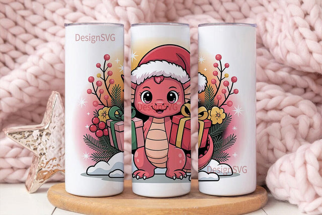 Kawaii Christmas Dragon 20oz Tumbler Sublimation DesignSVG 