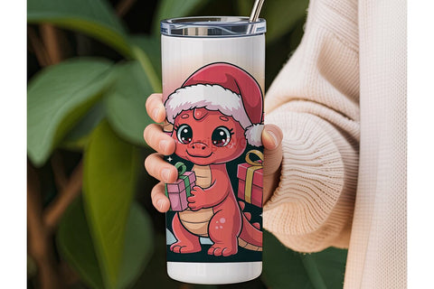 Kawaii Christmas Dragon 20oz Tumbler Sublimation DesignSVG 